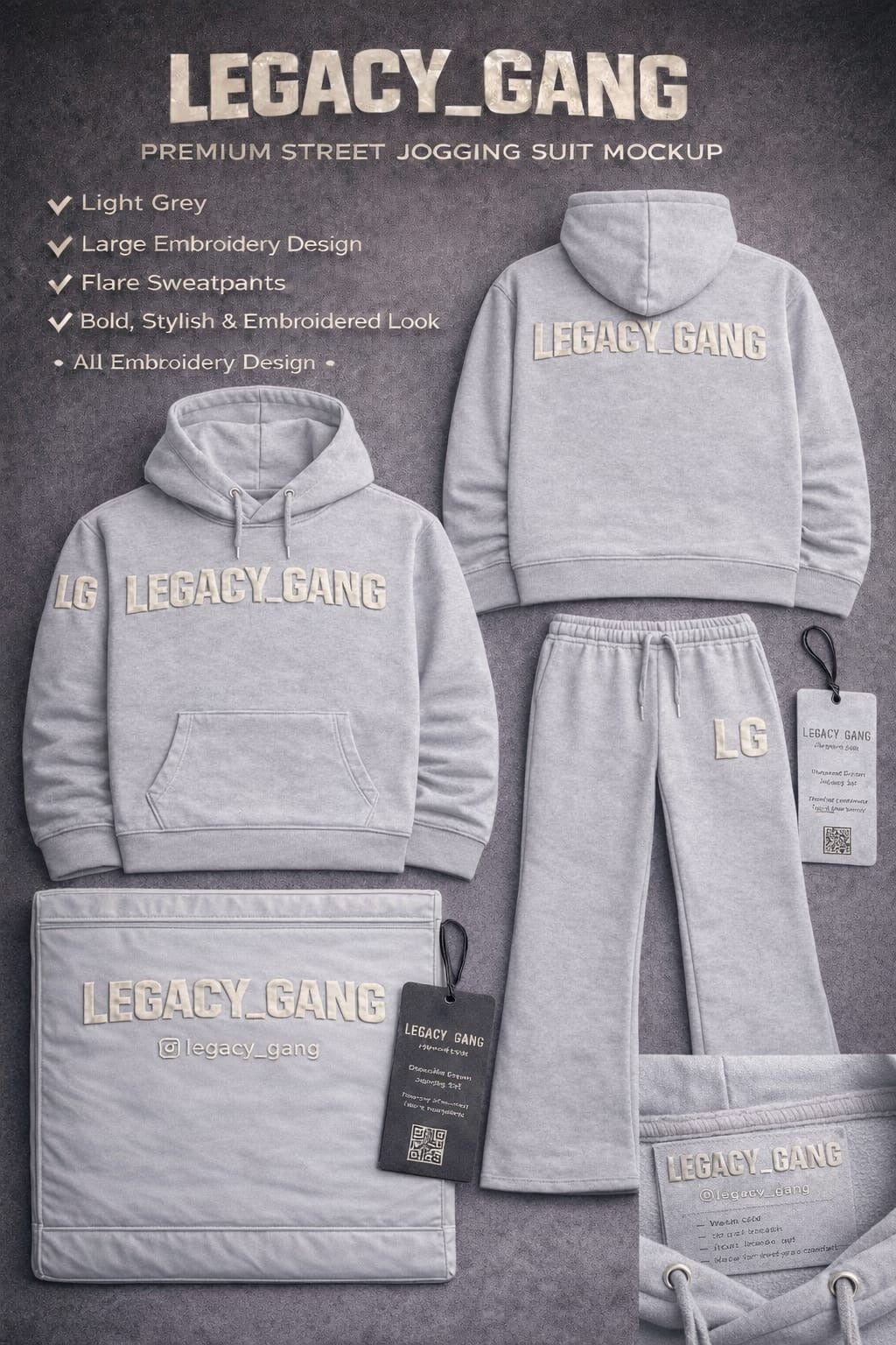 LEGACY_GANG
PREMIUM STREET JOGGING SUIT MOCKUP