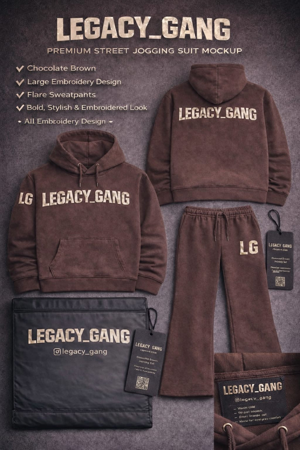 LEGACY_GANG
PREMIUM STREET JOGGING SUIT MOCKUP